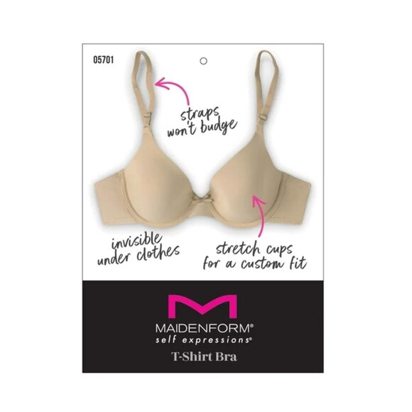 Maidenform T-Shirt Bra Womens Black Beige Stripe 40D Style 05701 Underwire Lined - Picture 12 of 12